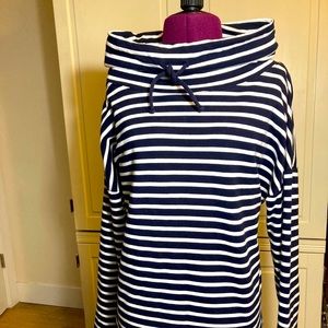 Super comfy cowel neck tunic. Navy Blue & White. Like new